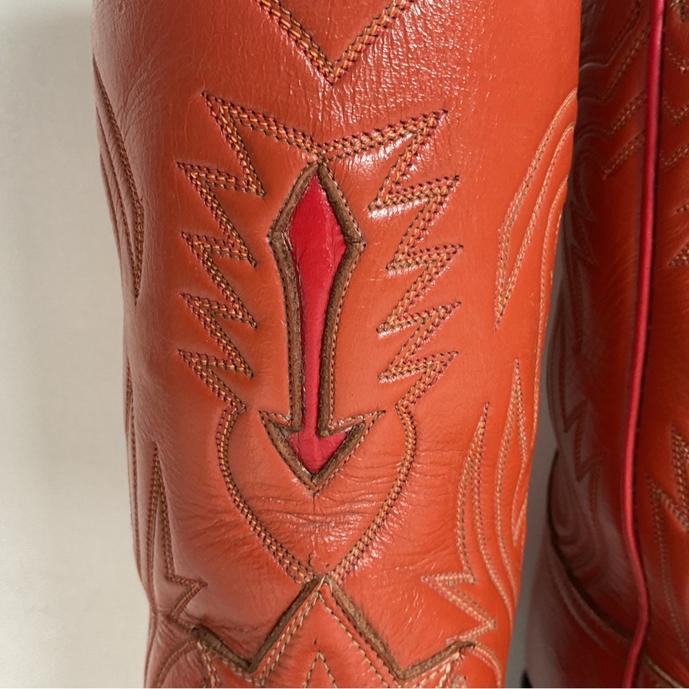 Vintage Tony Lama Cowboy Boots | Gold Label | Tooled Inlay | 6.5 C | Women’s 7.5 - Picture 12 of 16